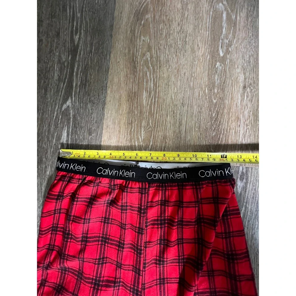 Calvin Klein Pajama Pants Boys XL 14/16 Red Black Plaid Excellent‎ Fleece Lounge